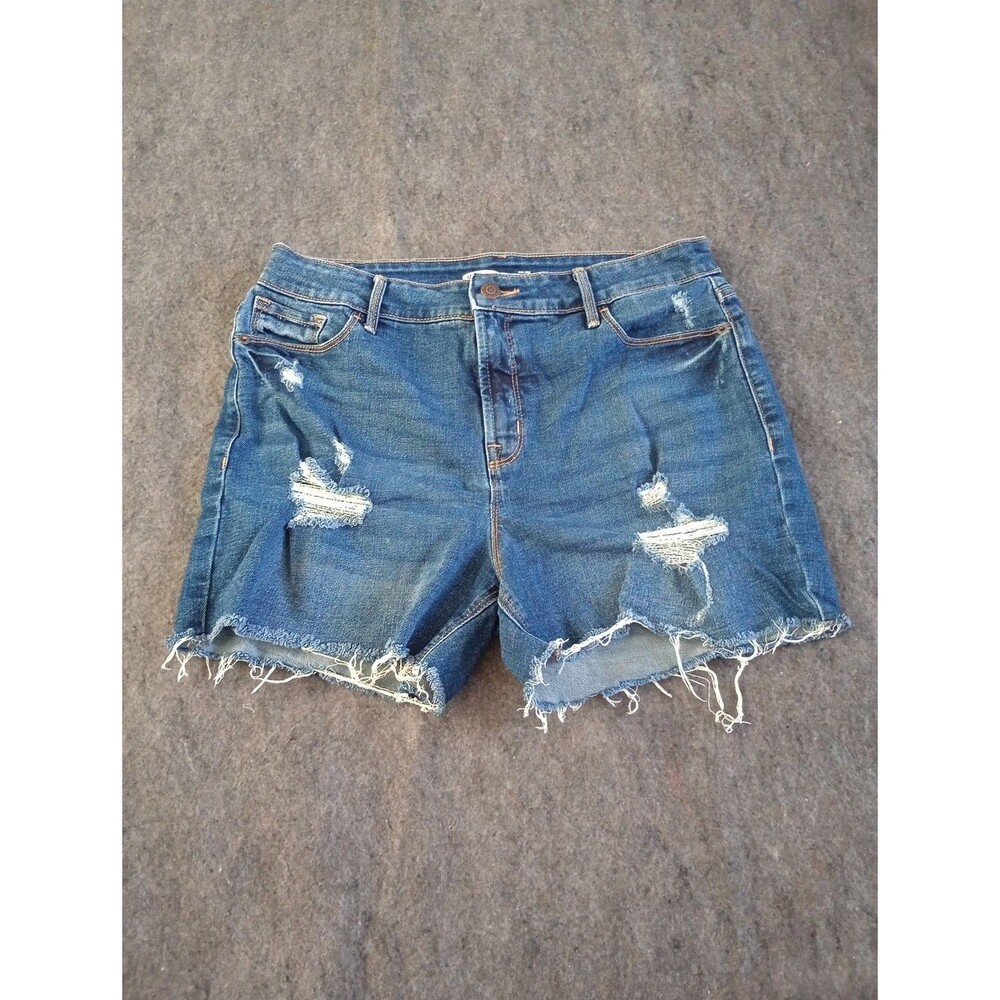 Old Navy High Rise Jean Shorts Women's size 10 Georgia Destroyed Raw Hem Denim